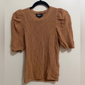 Express Textured Puff Sleeve Brown Blouse Women’s Small NWT